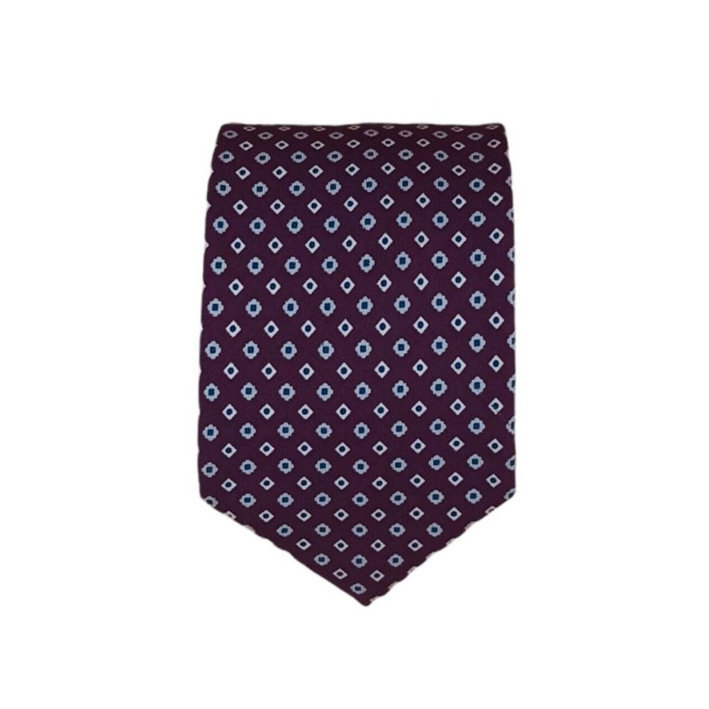BOGGI Burgundy Geometric Silk Tie ITALY 62"/ 3.2" EC
